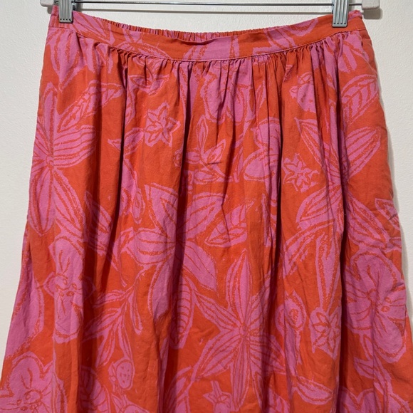 Free People Floral Maxi Skirt Size Large Pink Orange Copa Cabana Tropical Summer - Picture 4 of 9